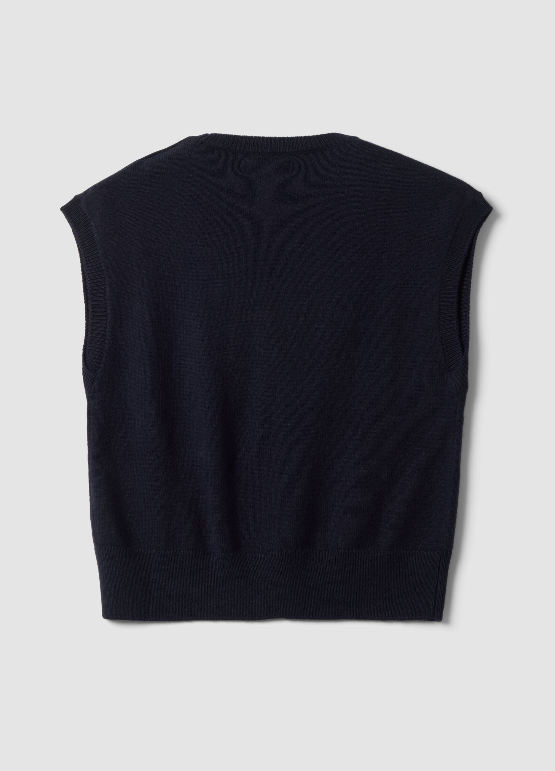 Blue deep V-neck oversized button-up gilet