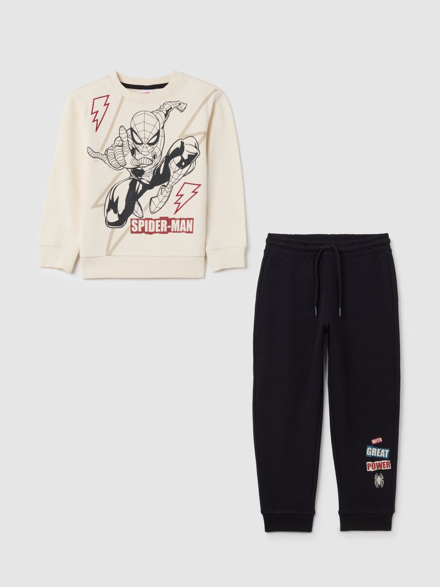 Children's white and black pure cotton regular fit jogging set_0