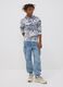 Light blue pure cotton cargo jeans with elasticated waist, relaxed fit_1