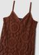 Vestido comprido castanho em crochet com decote em V, corte regular_5