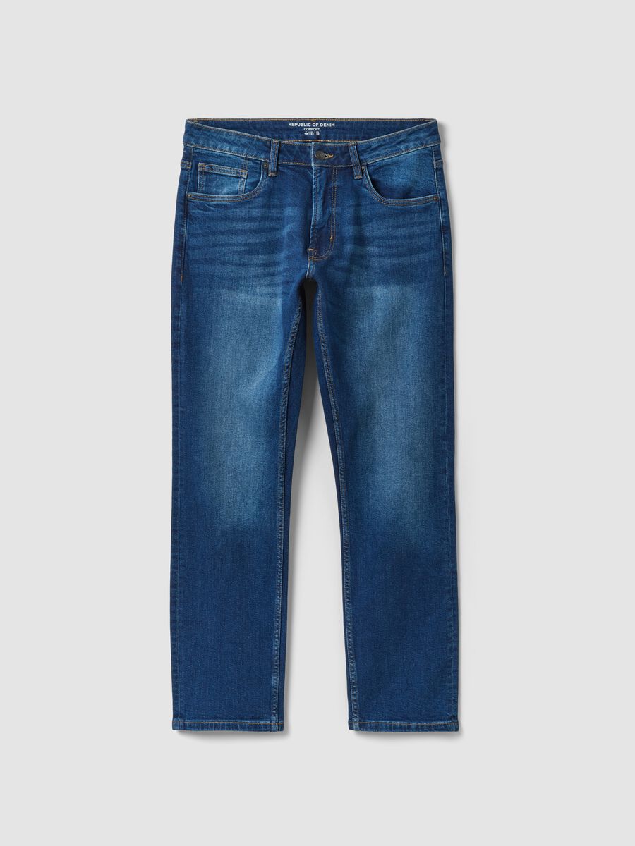 Blue comfort-fit stretch cotton jeans_4