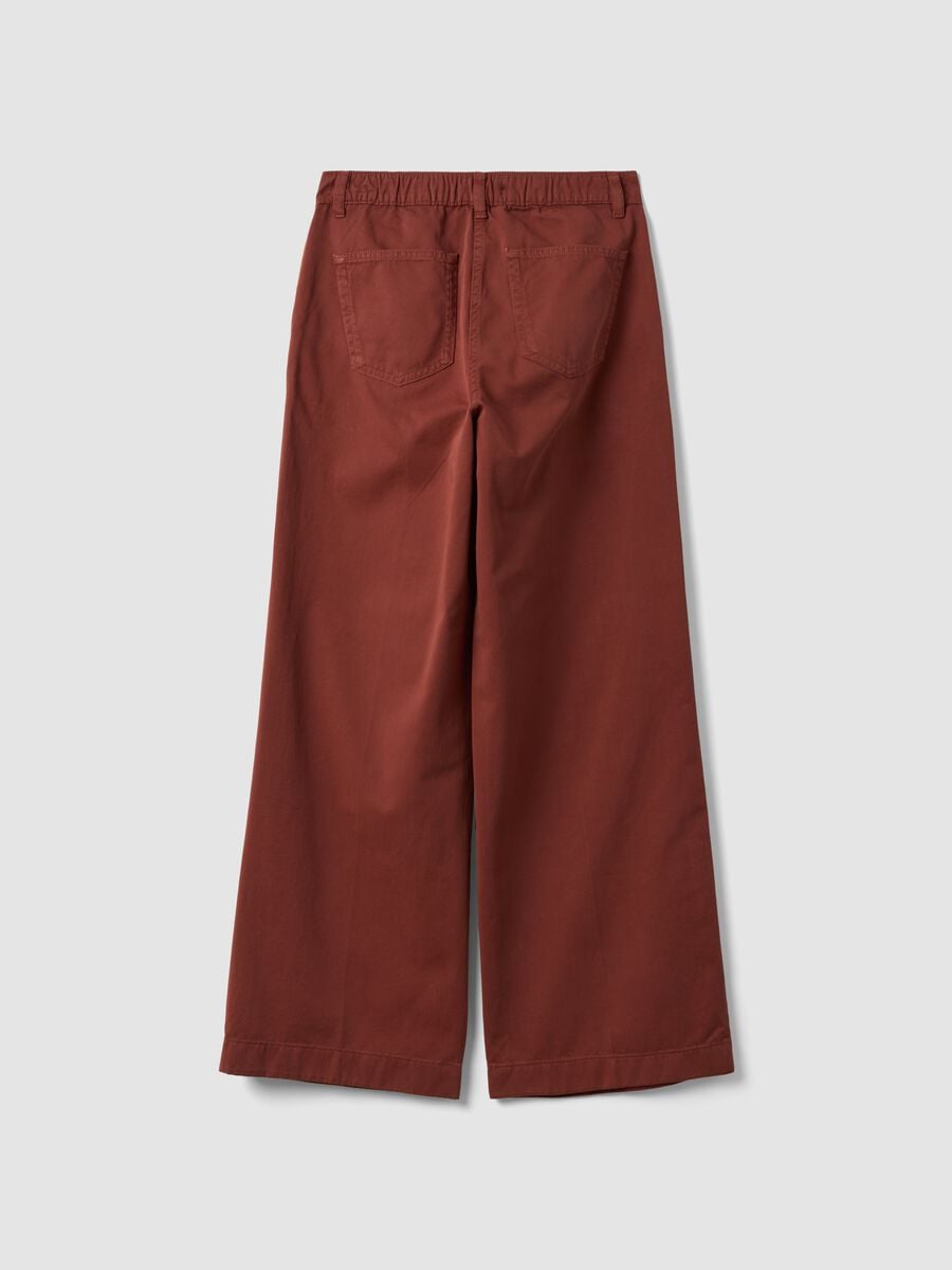 Red wide-leg cotton chino trousers with contrast side stripes_2