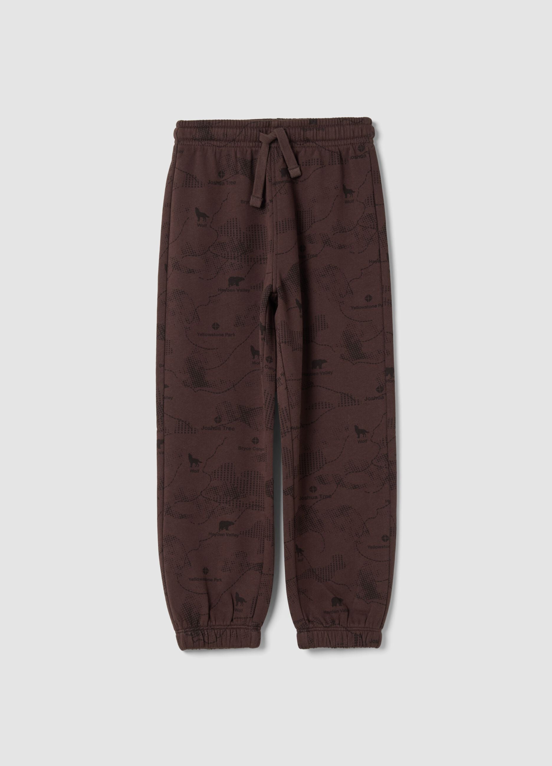 Pantaloni jogger marroni in puro cotone organico over fit