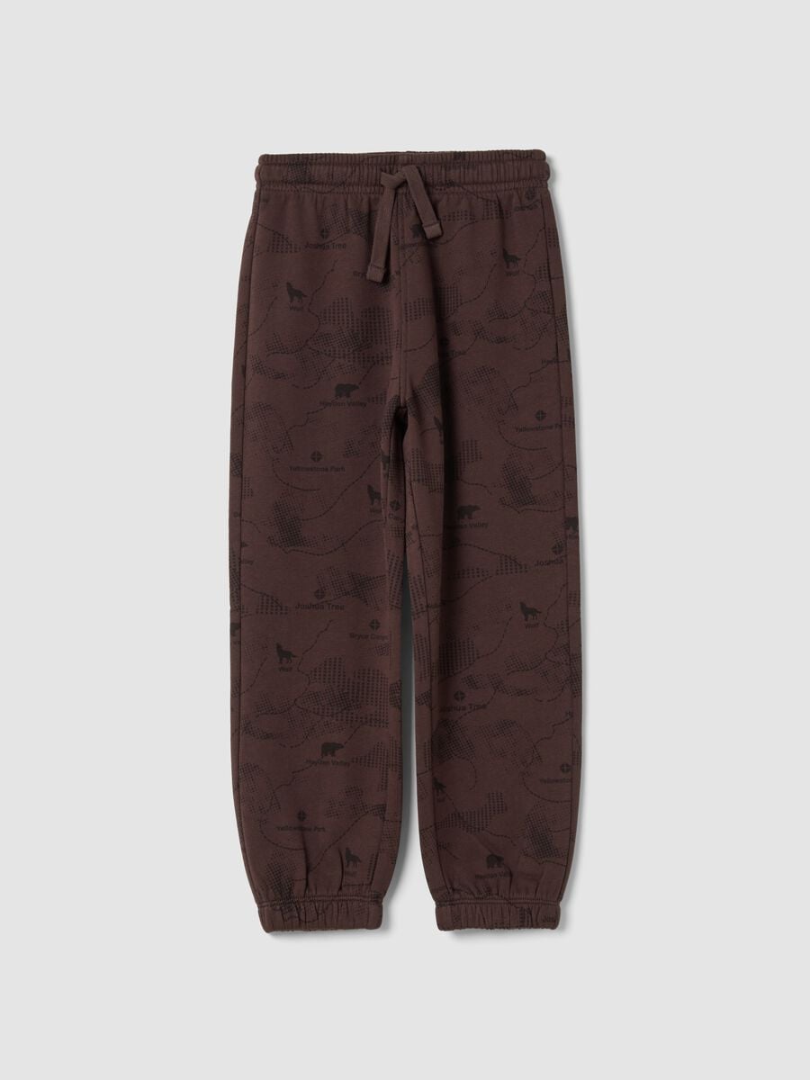 Pantaloni jogger marroni in puro cotone organico over fit_0