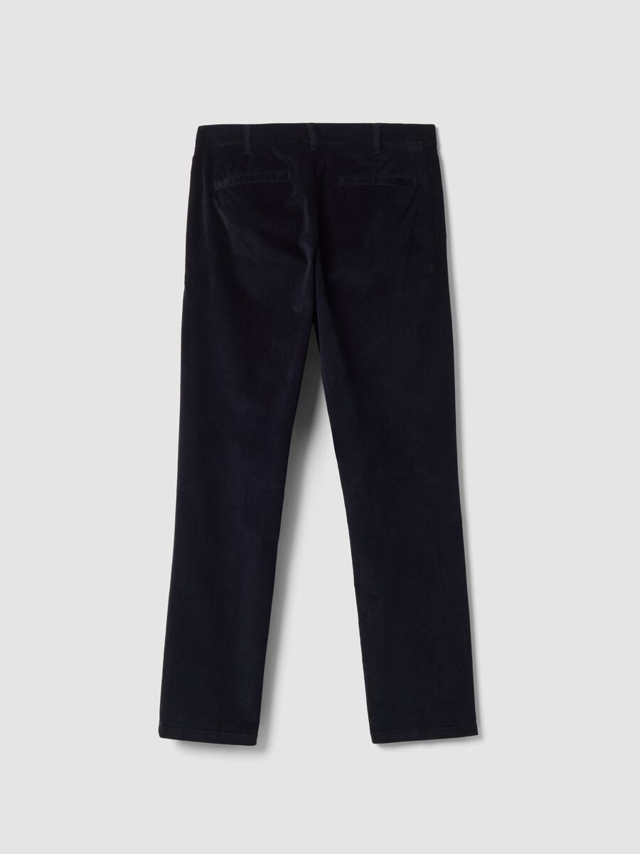 Pantaloni chino blu in cotone elasticizzato_2