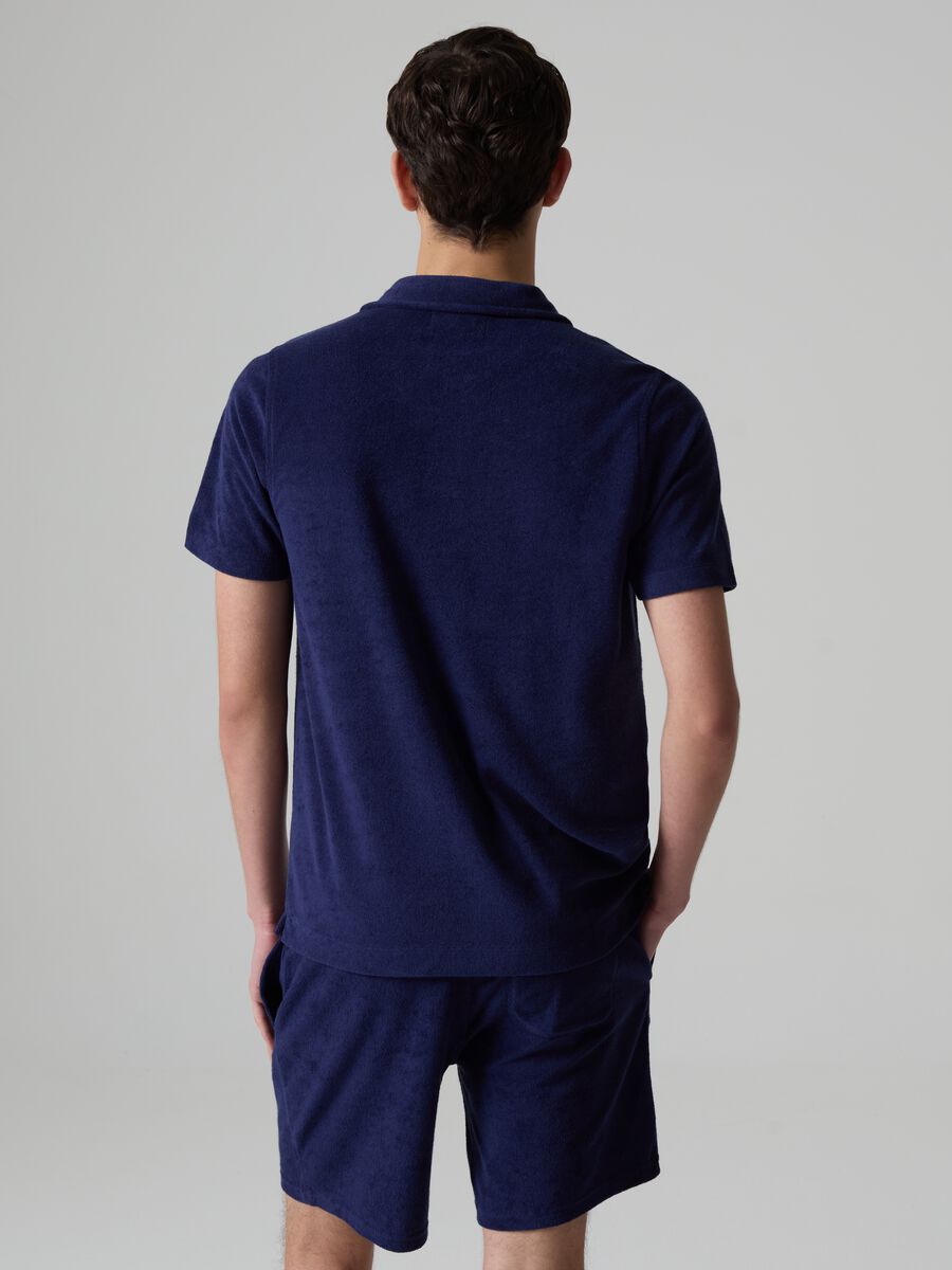 Reverse French terry polo shirt with pocket_2