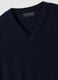 Navy blue pure merino wool gilet with deep V-neck, regular fit_1