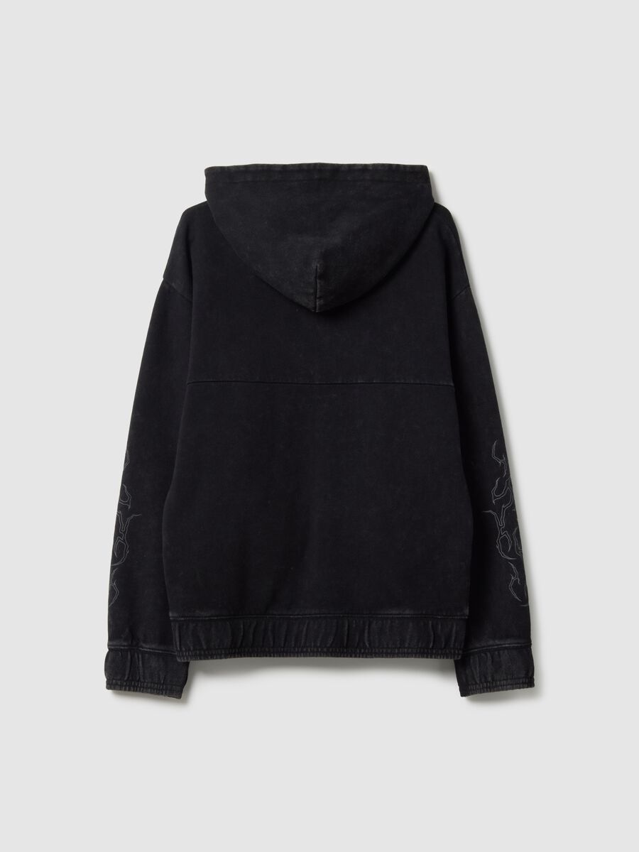 Boys' Regular Fit Black Pure Cotton Hoodie with Zip_4