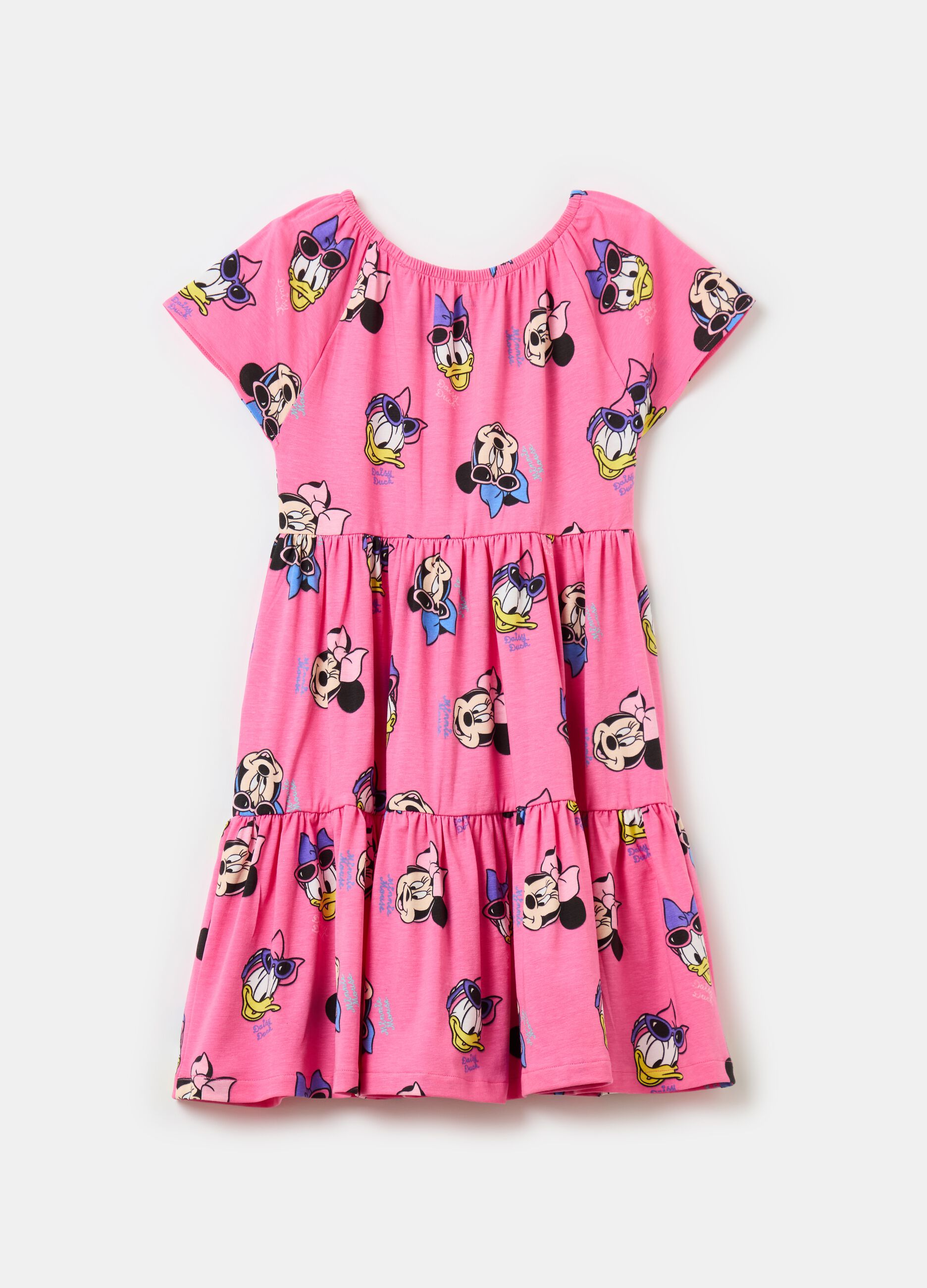 Tiered dress with Minnie Mouse and Daisy Duck print