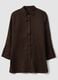Brown pure linen oversized shirt_4