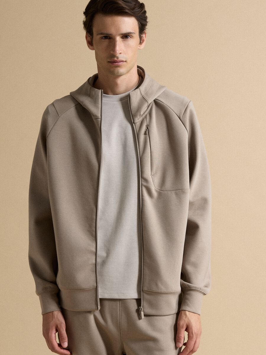 Full-zip beige traspirante in tessuto elasticizzato 2 Way Stretch_0