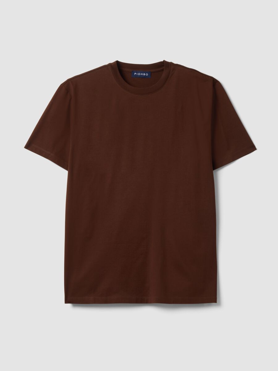 Brown pure cotton jersey T-shirt with relaxed fit crew neck_4