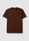 Brown pure cotton jersey T-shirt with relaxed fit crew neck_4