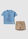 Multicolour pure cotton Mickey Mouse shirt and shorts set for boys_0