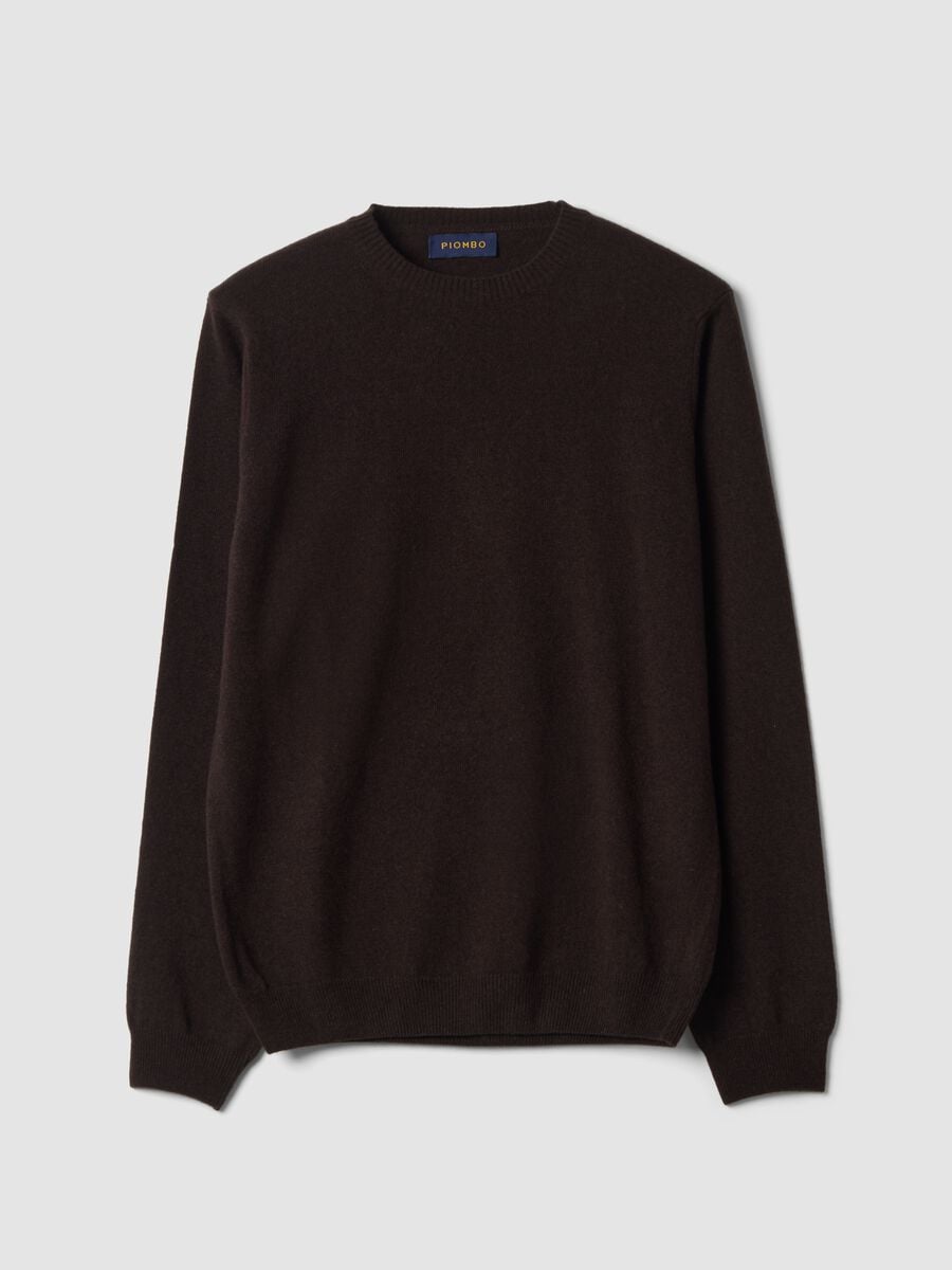 Brown pure wool crew-neck jumper, regular fit_0