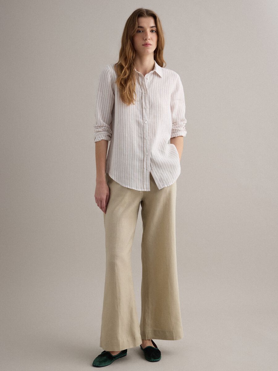 Hemd aus reinem Leinen mit wei&szlig;en und beigefarbenen Streifen in Regular Fit_2