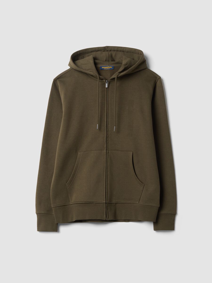 Brown cotton-blend hoodie sweatshirt with crew neck_0
