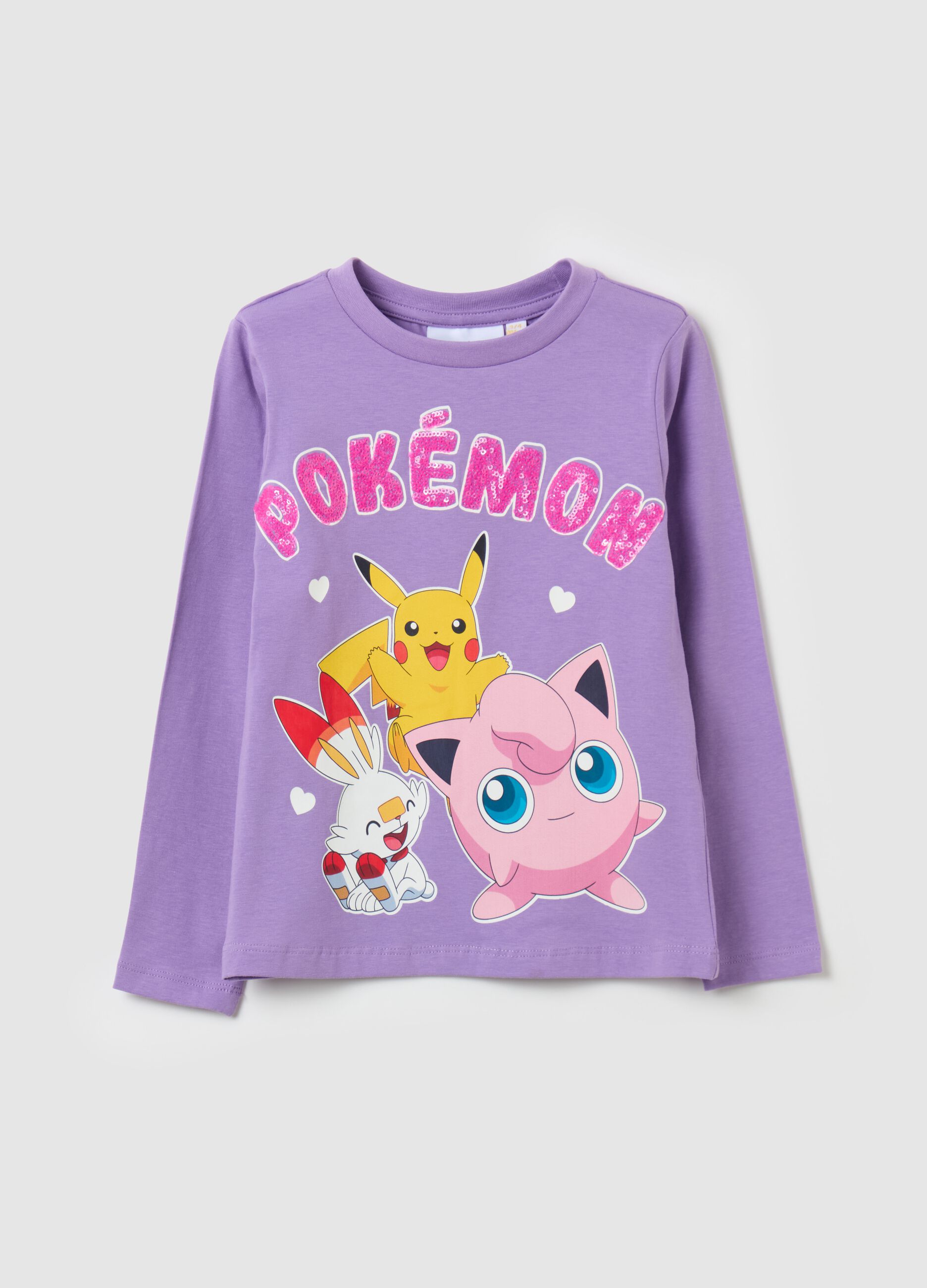 T-shirt with long sleeves and Pokémon print