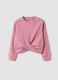 Girls&rsquo; pink cropped ribbed stretch cotton T-shirt_0