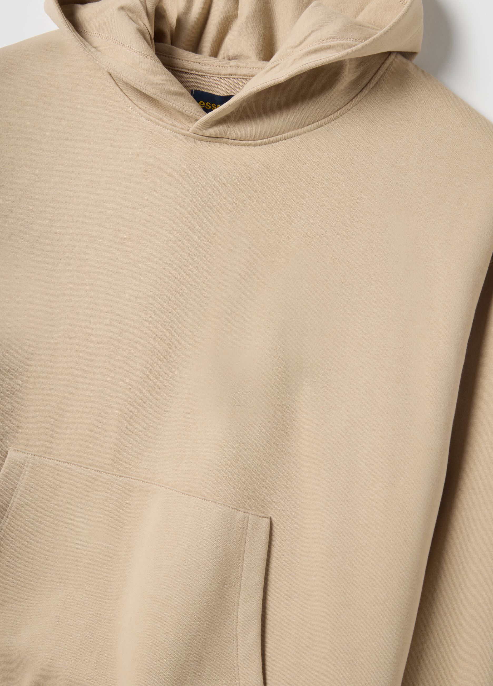 Beige regular fit cotton-blend hoodie