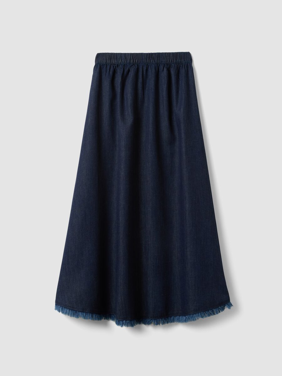 Denim skirt in cotton, linen and viscose blend with elasticated waist_4