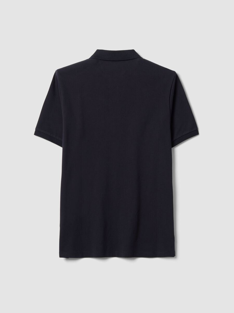 Black pure cotton piqu&eacute; polo shirt with classic collar, regular fit_5