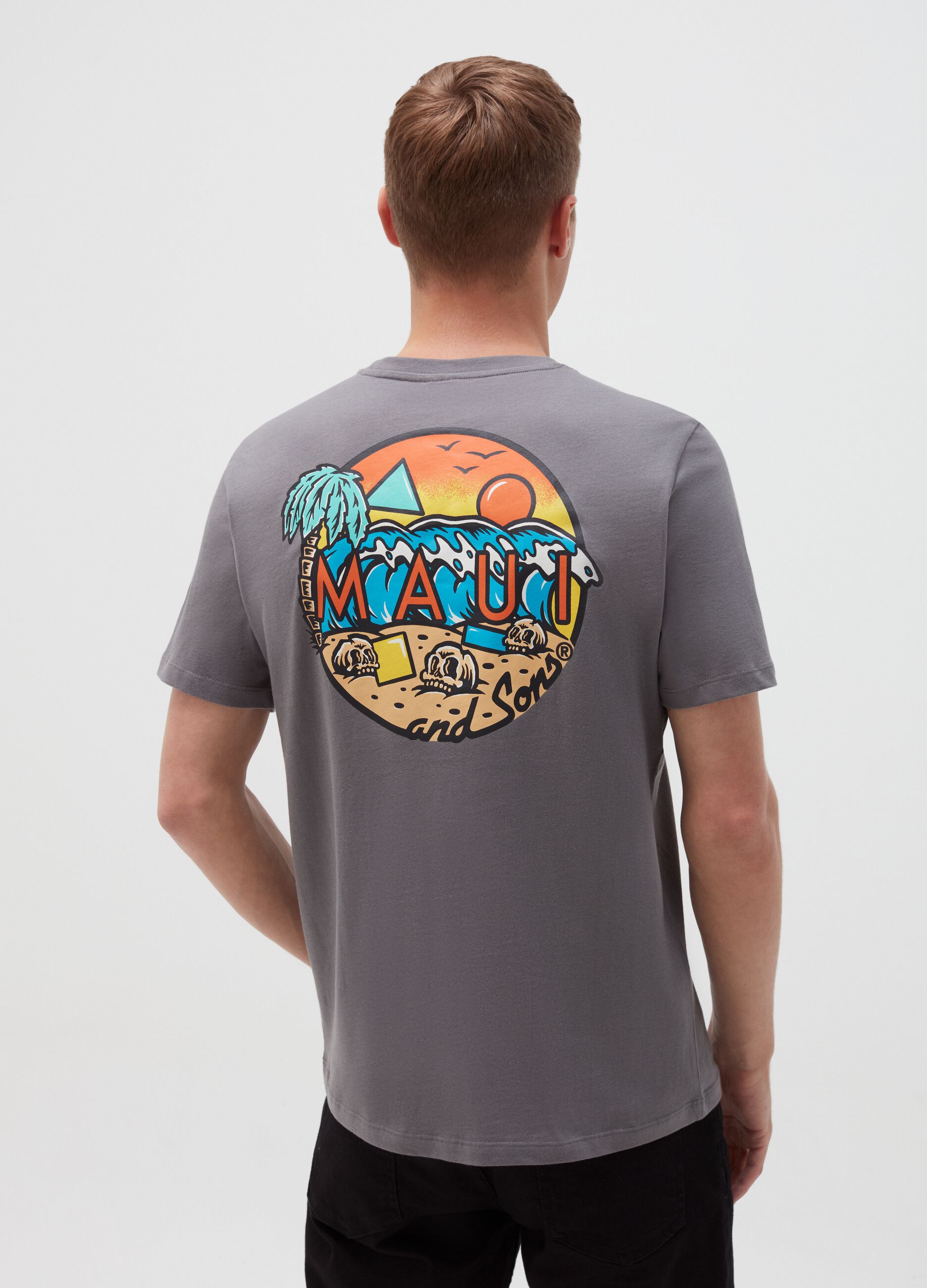 Round-neck T-shirt with Maui and Sons print