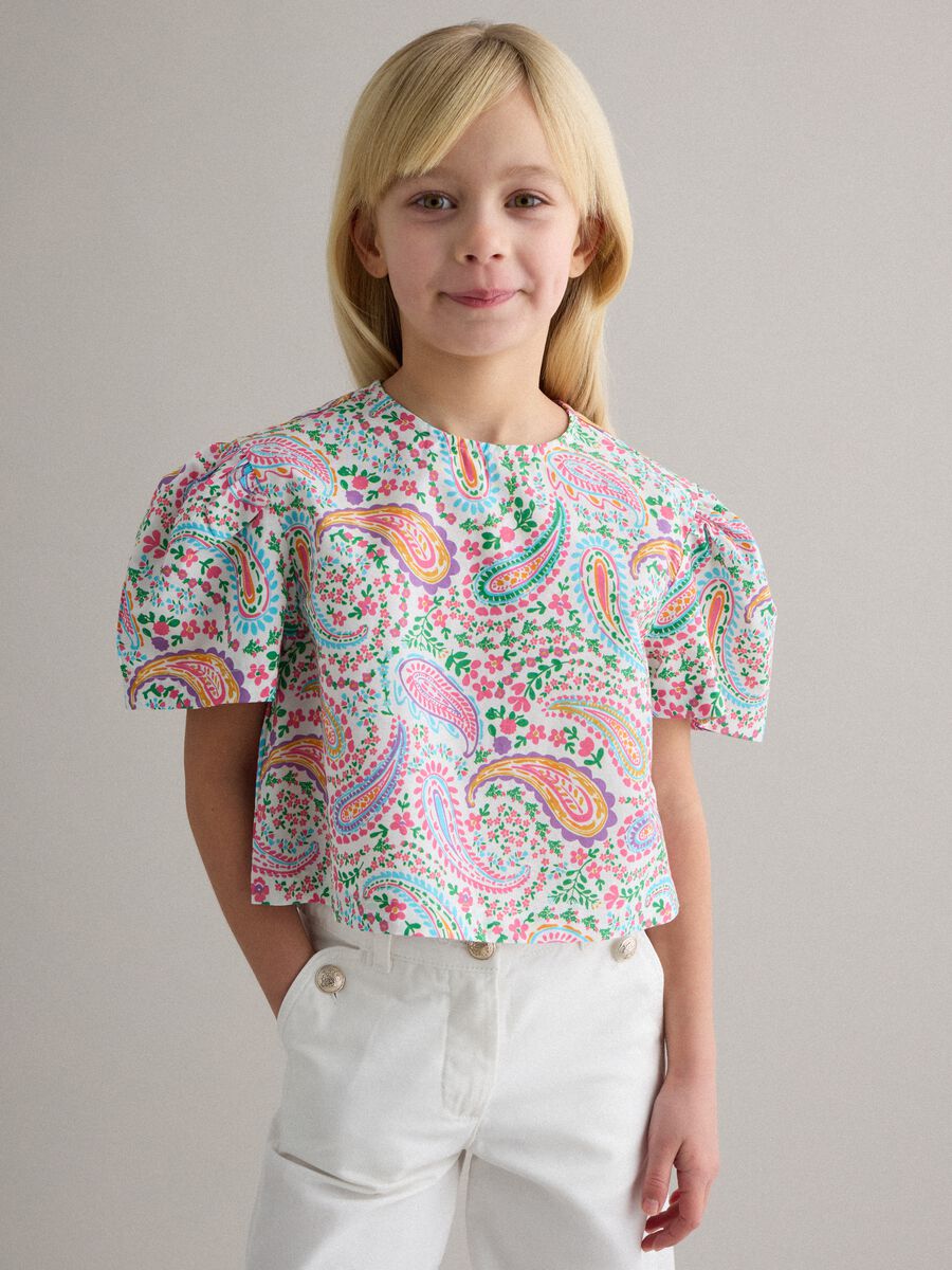 Girls' pure cotton multicolour regular fit shirt with pattern_0