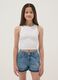Girls&rsquo; white ribbed fitted stretch-cotton vest top_0