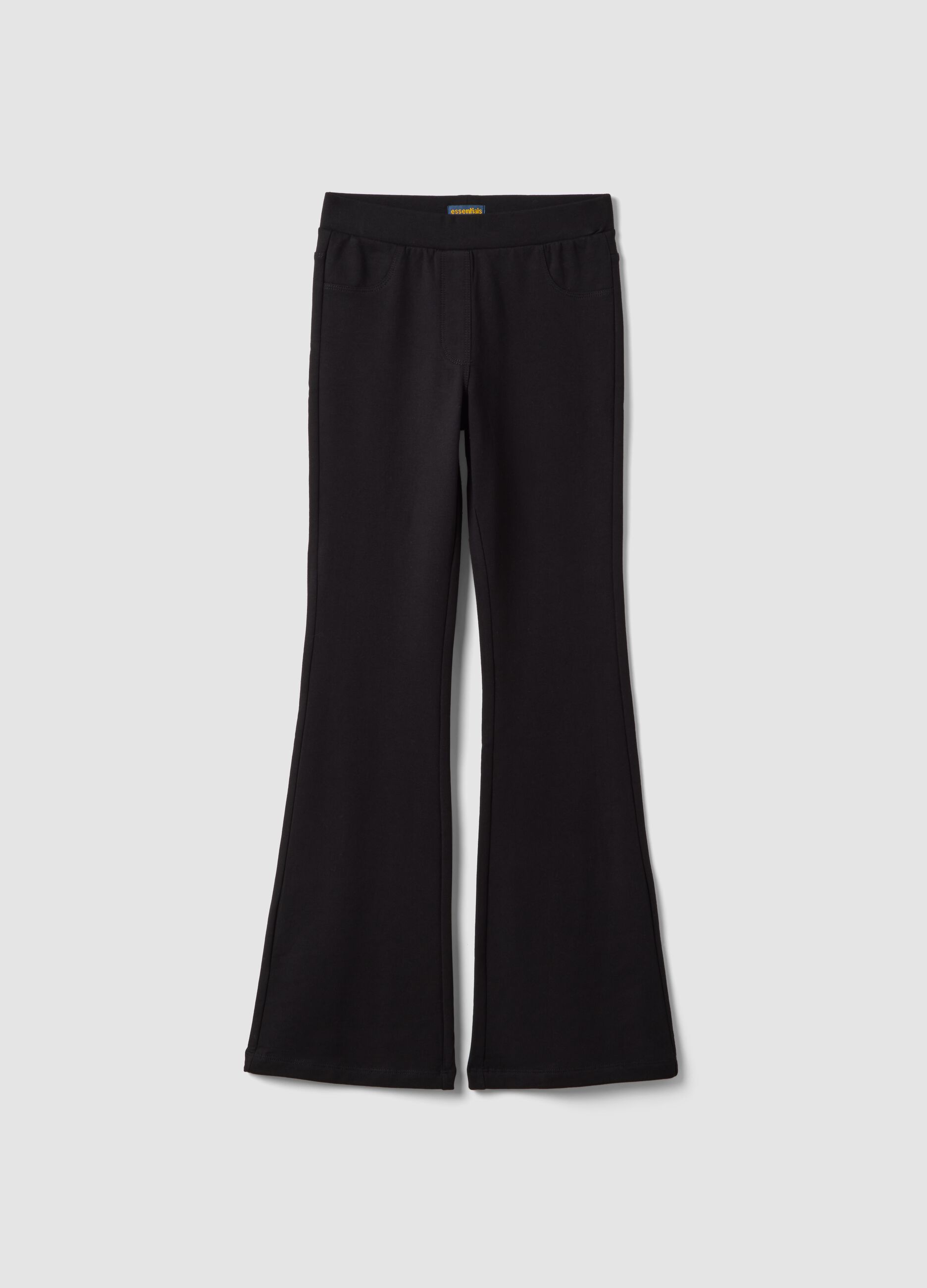 Black flare treggings in organic cotton and stretch viscose