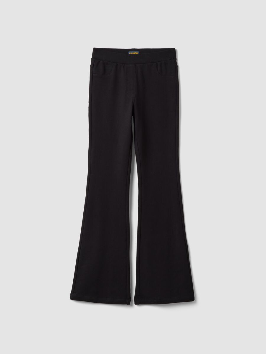 Black flare treggings in organic cotton and stretch viscose_0