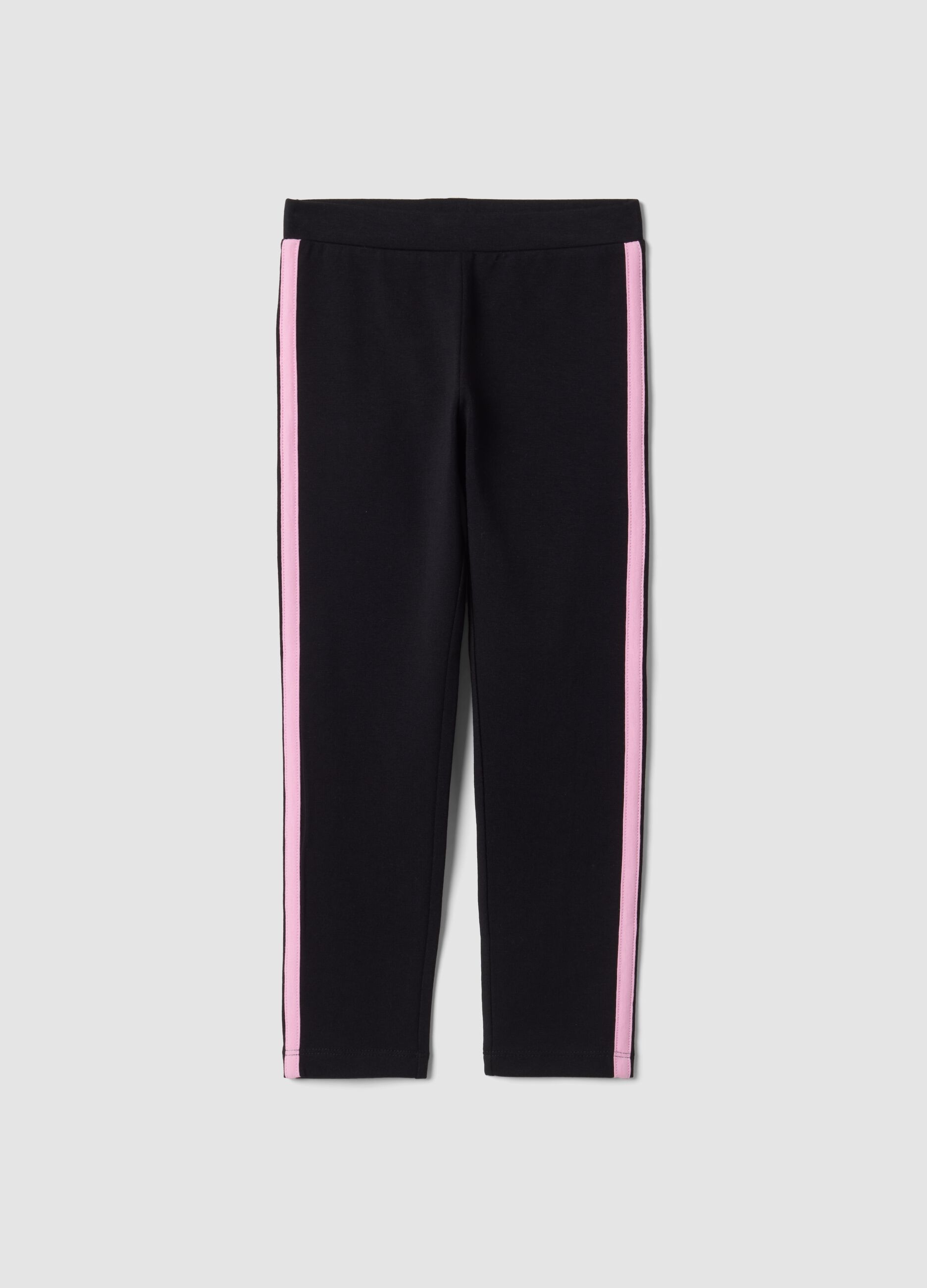 Girls&rsquo; black skinny-fit leggings in stretch organic cotton