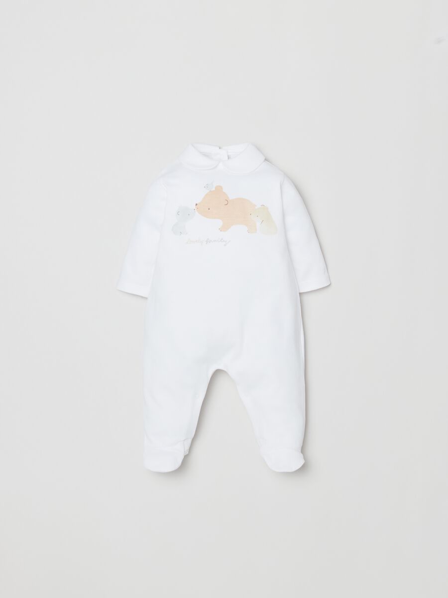 Cotton onesie with feet and print_0
