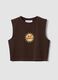 Braunes Regular-Fit-Tanktop aus elastischer Baumwolle mit Print_0