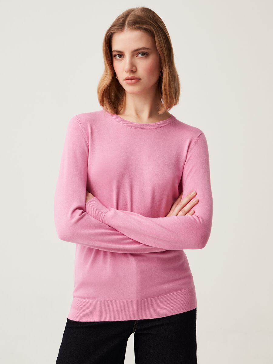 Solid colour round-neck top_1