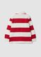 Red pure cotton striped polo shirt with classic collar for boys_1