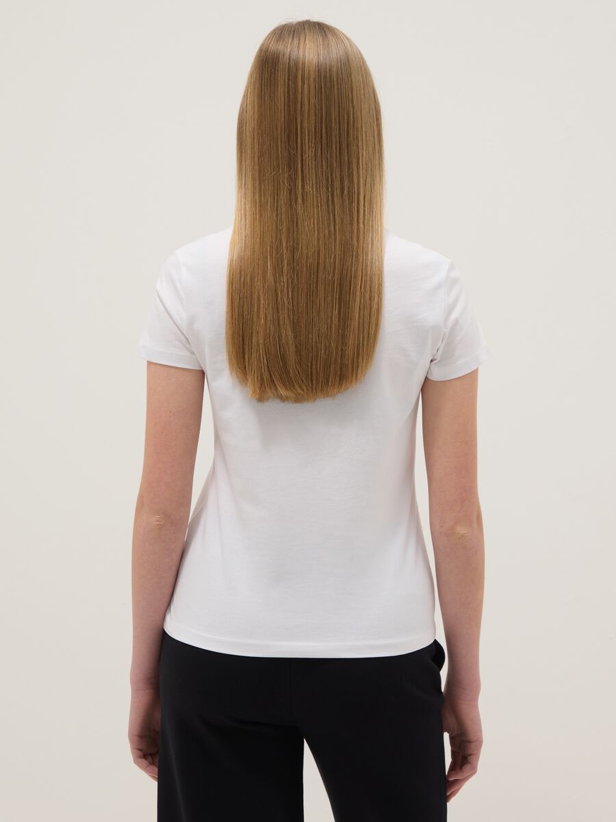 White pure cotton girls' regular fit t-shirt with text_1