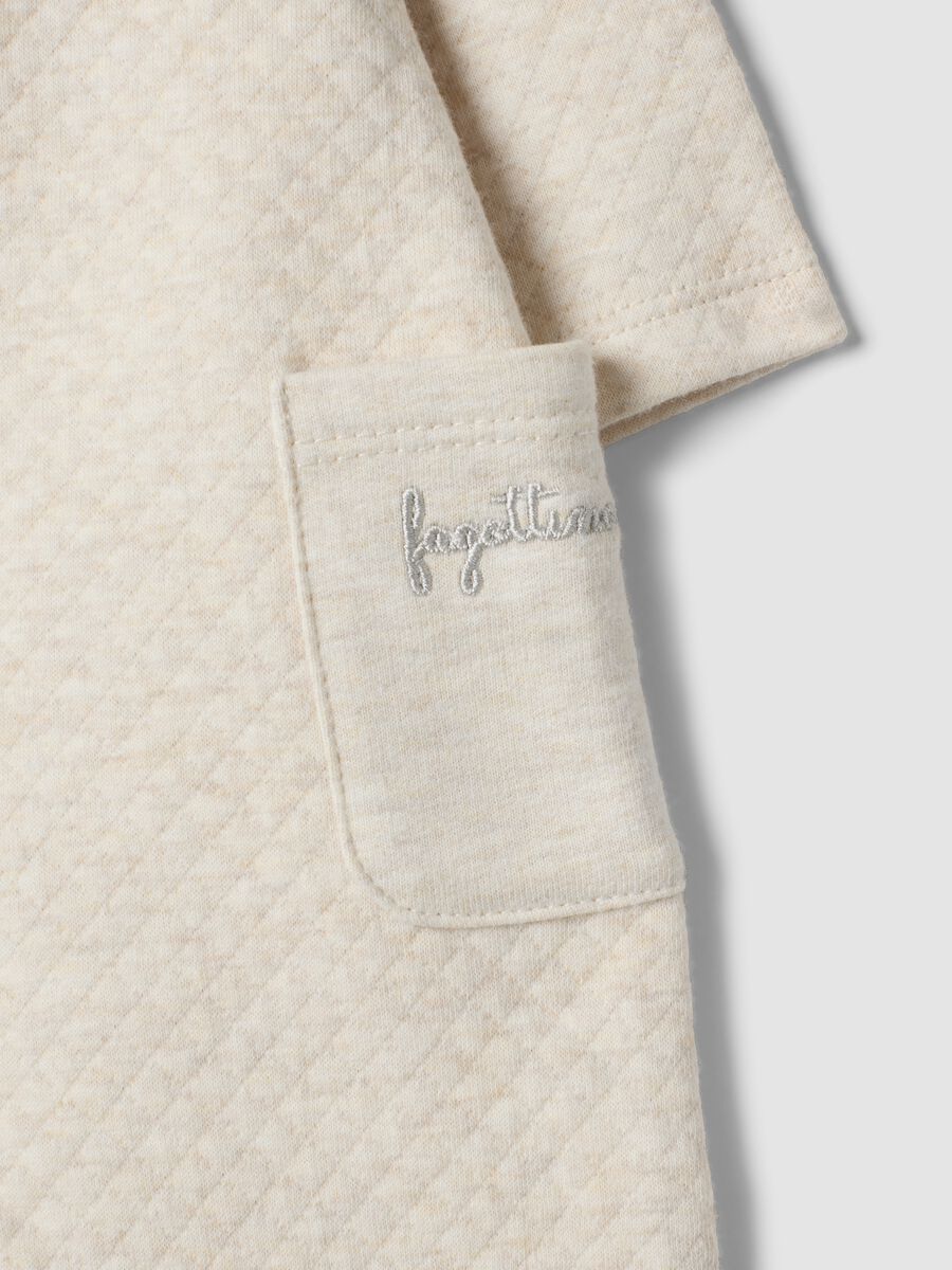 Beige hooded babygrow in organic cotton blend_3
