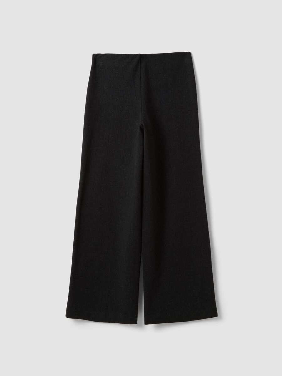 Schwarze Wide-Leg-Hose aus elastischer Viskose_2
