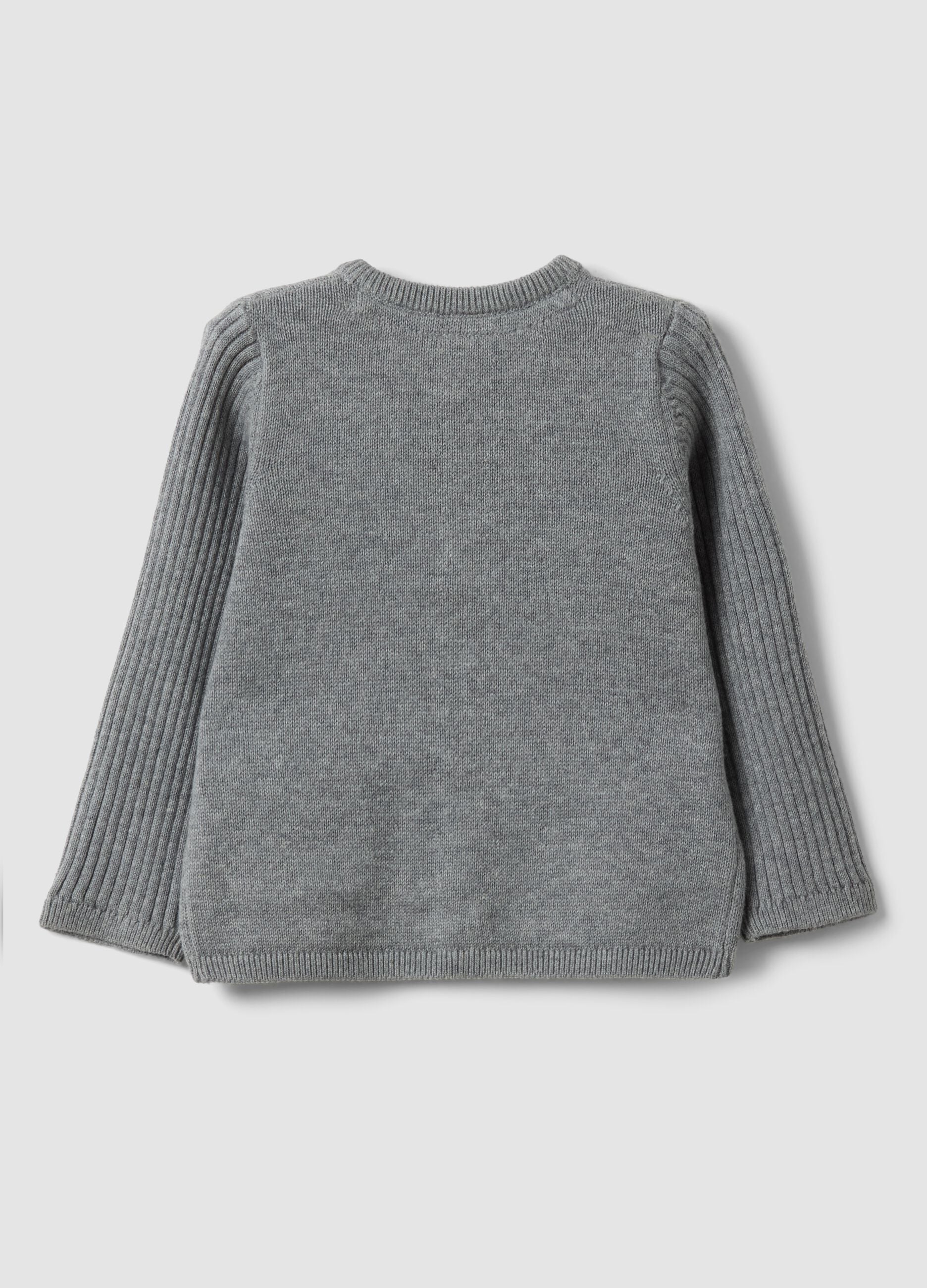 Graue Strickjacke aus reiner Bio-Baumwolle f&uuml;r Babys