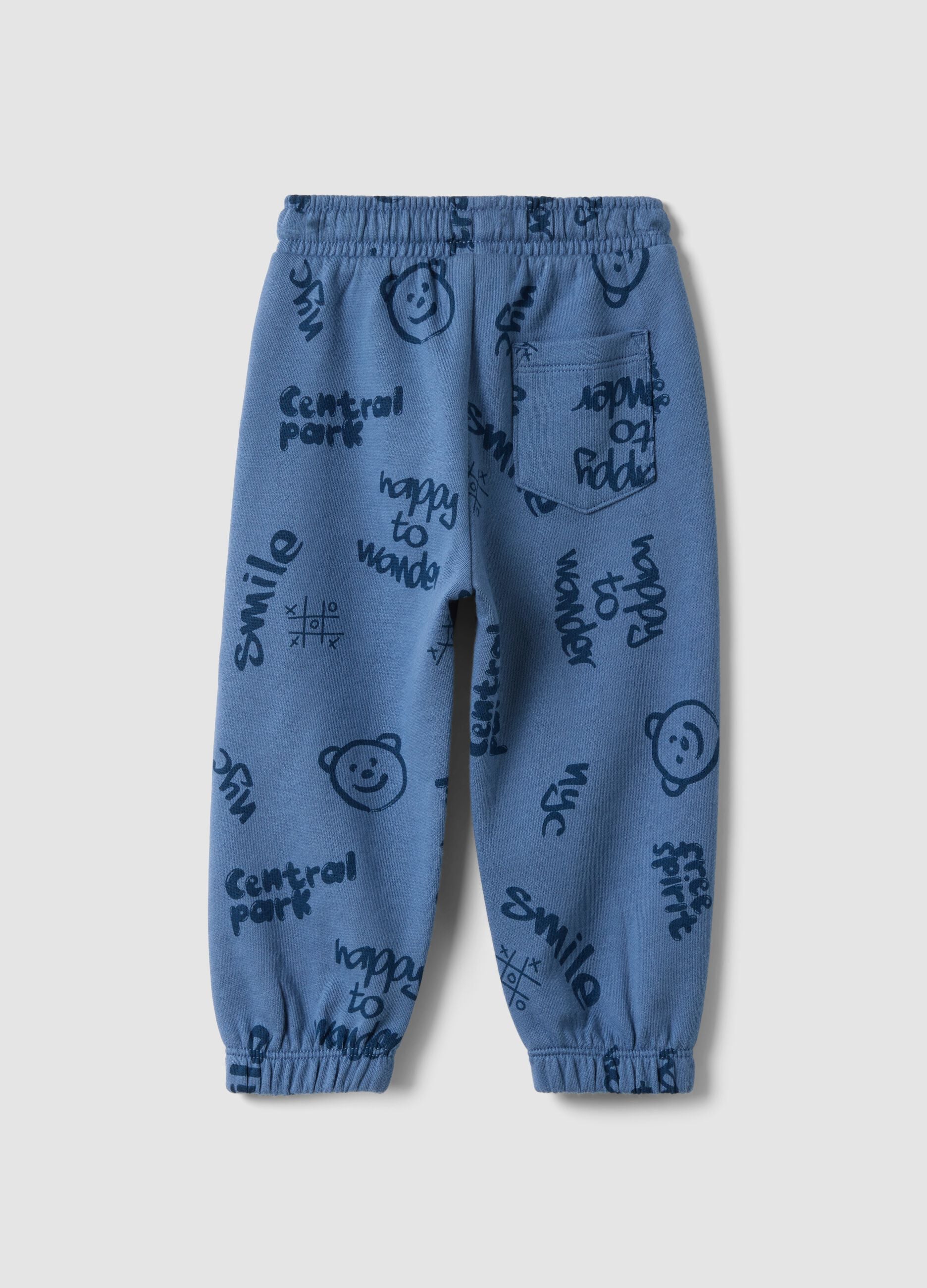 Sky-blue pure cotton joggers for boys, comfort fit