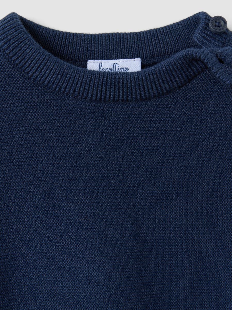 Maglia blu in puro cotone a girocollo in maglia regular fit per bimbo_2