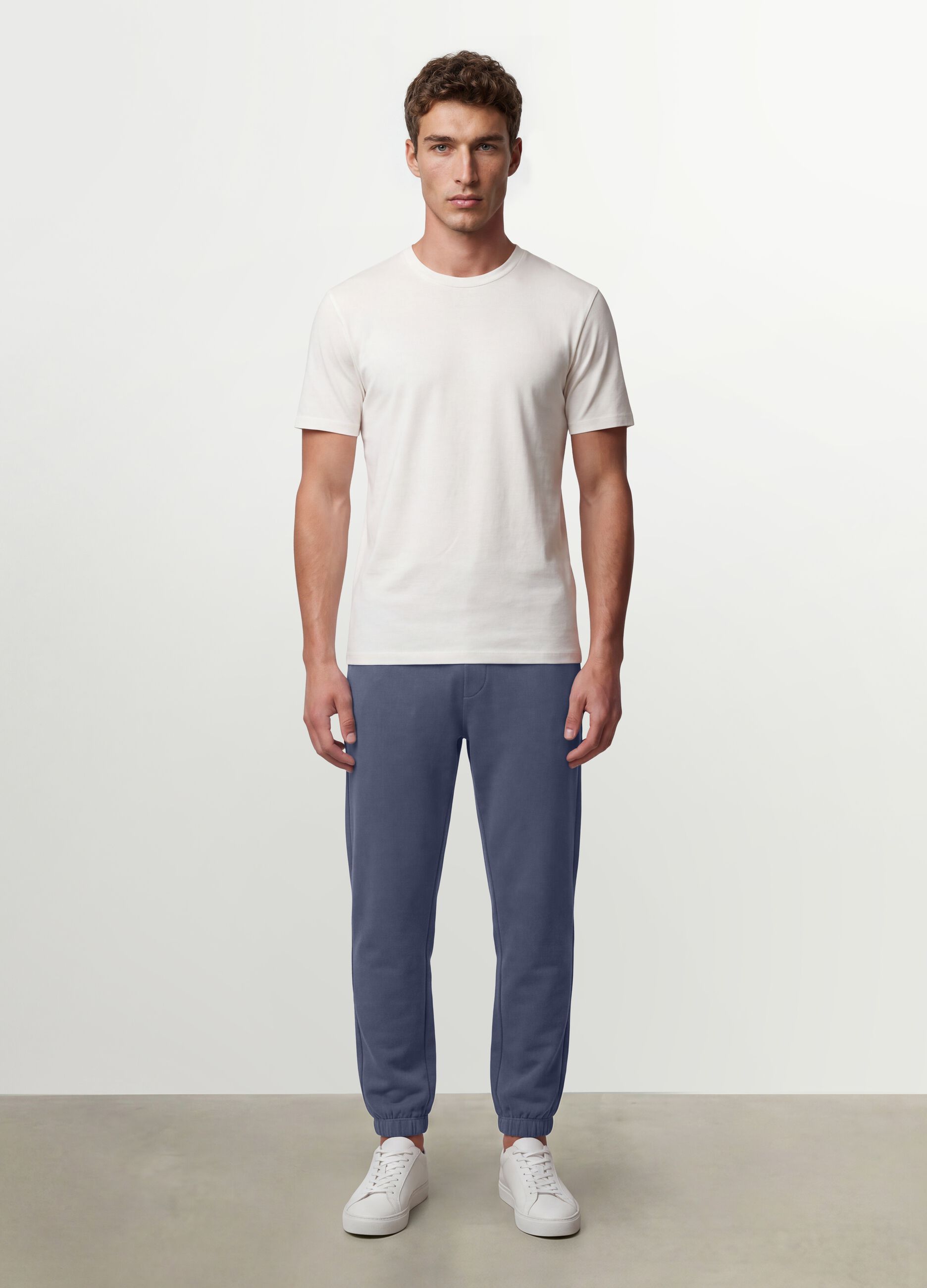 Grey cotton-blend joggers, regular fit