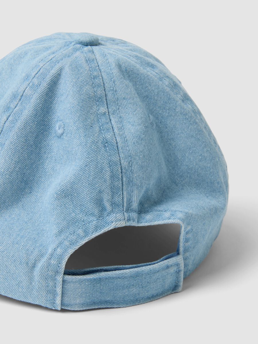 Girls' blue denim pure cotton cap with Stitch embroidery_2