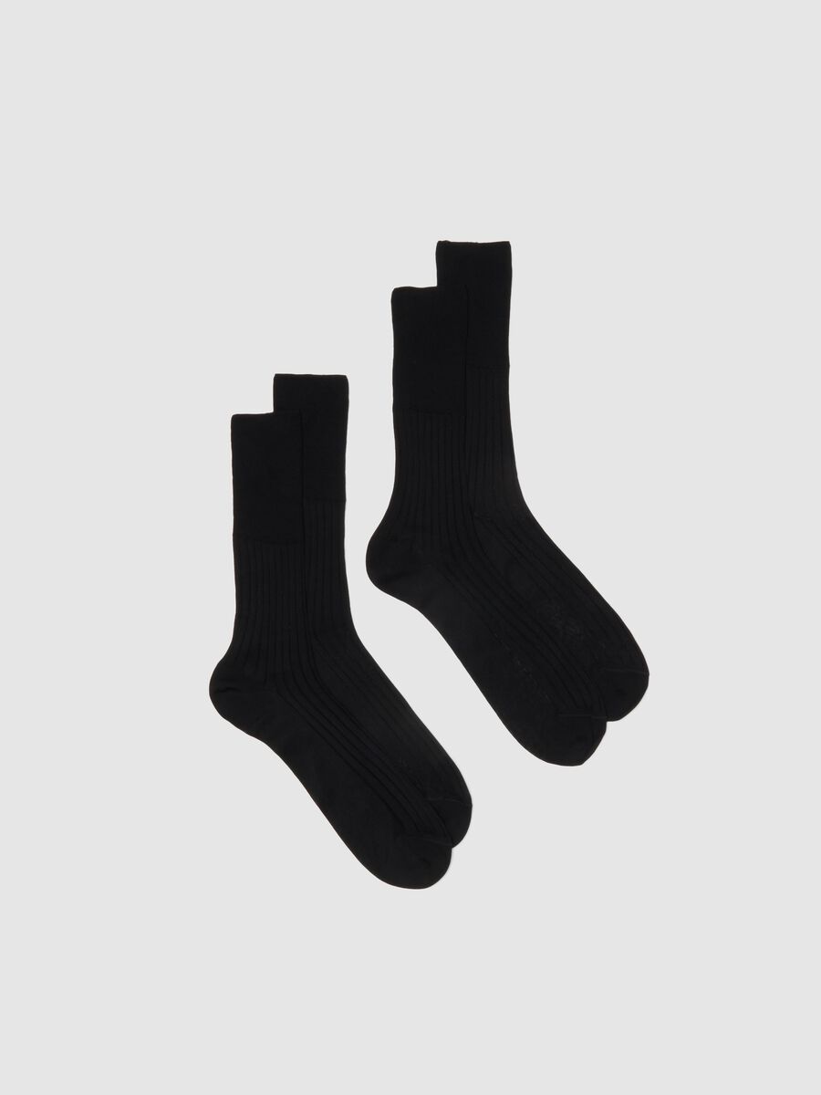 Twin-pack of short black pure cotton socks, regular fit_0