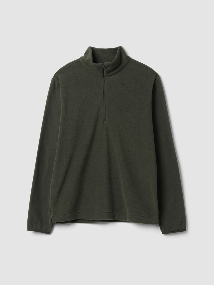 Felpa verde half zip regular fit in pile_0