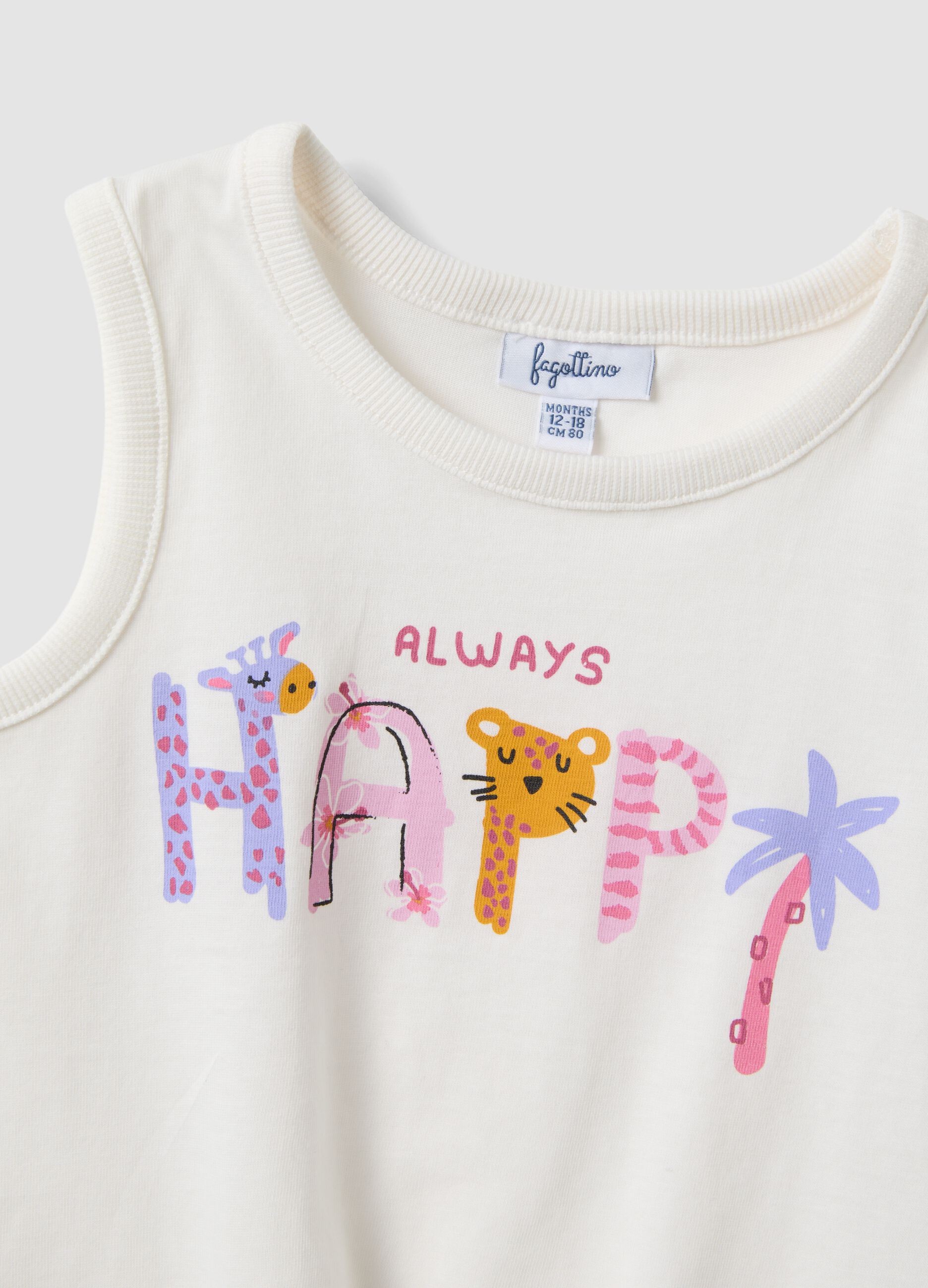 White organic cotton tank top with front tie detail