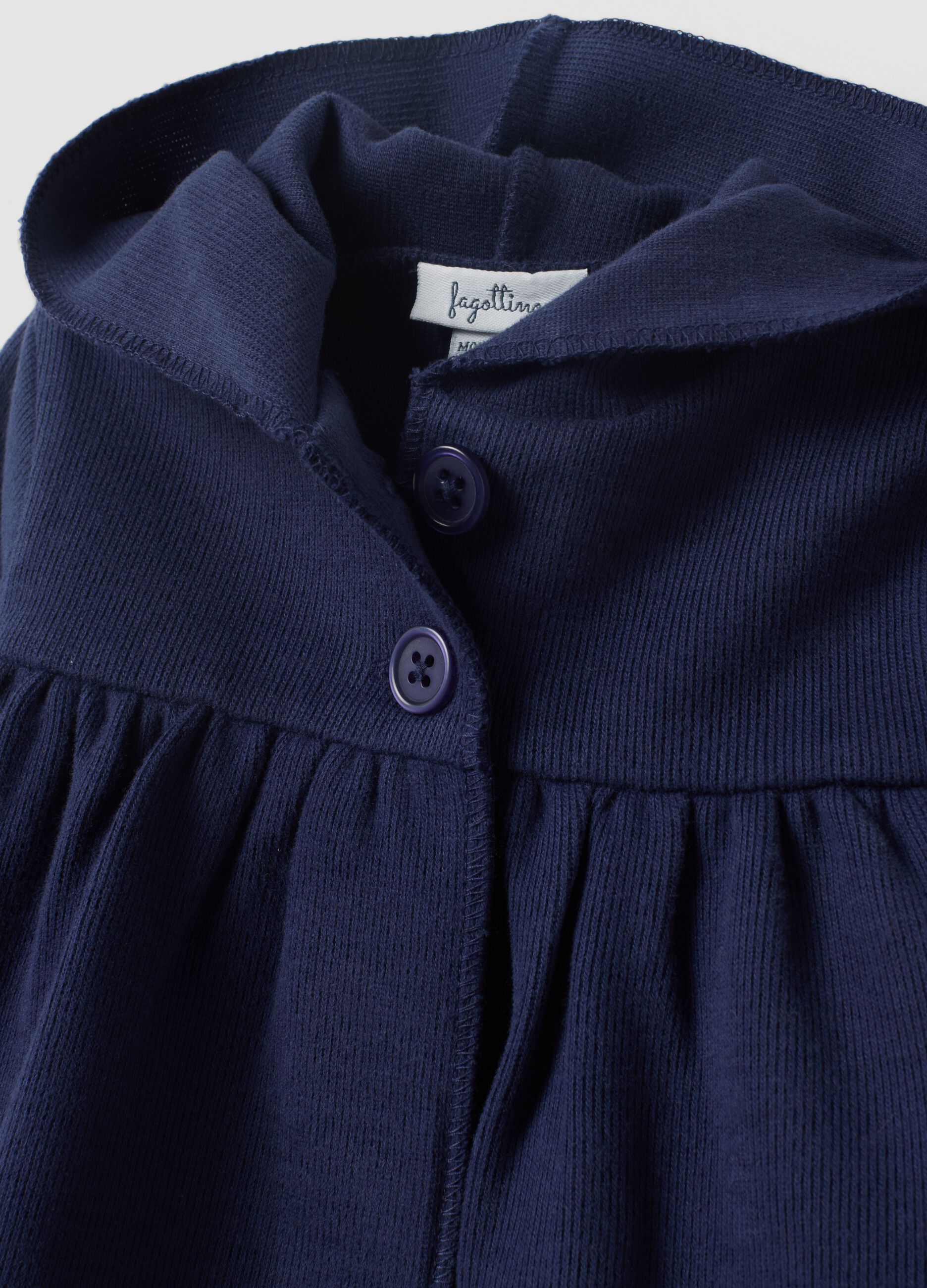Blaue Kapuzen-Sweatjacke aus reiner Bio-Baumwolle f&uuml;r Baby M&auml;dchen