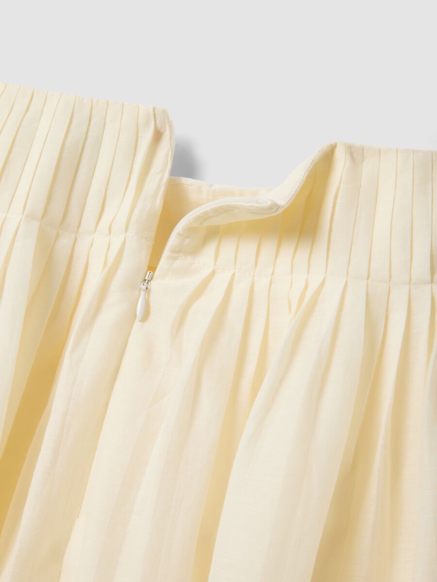 Beige pure cotton midi skirt_1