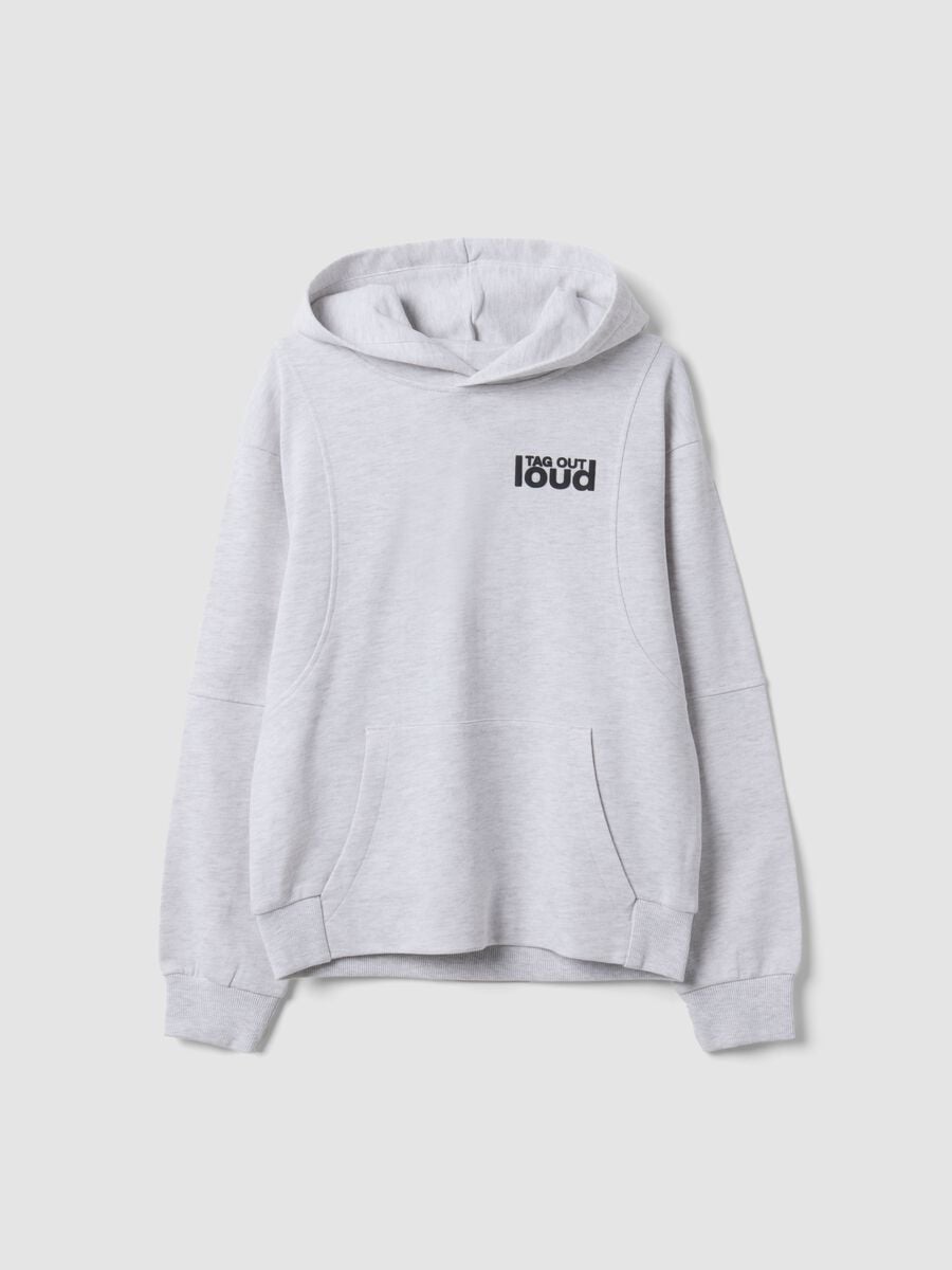 Grey oversized cotton and viscose blend hoodie for boys_0